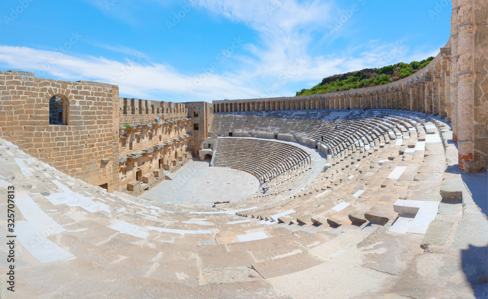 Roman amphitheater of Aspendos, Belkiz, Antalya, Turkey.