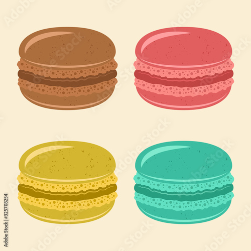 Different types of colored macaroons vector