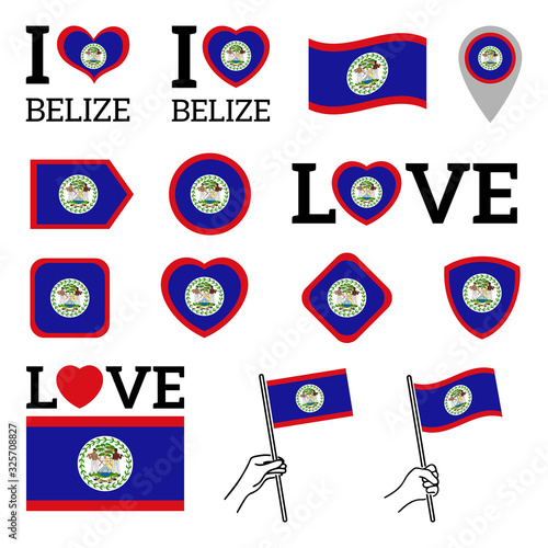 Flag of Belize. Set of vector Flags. 