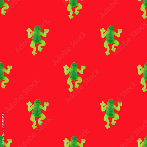 pattern with blue stars candy on red background