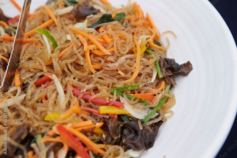 Japchae, Korean stir fried glass noodle 