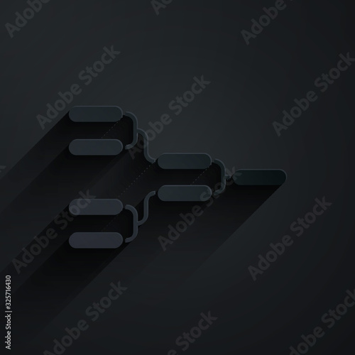 Paper cut Results and standing tables scoreboard championship tournament bracket icon isolated on black background. Paper art style. Vector Illustration