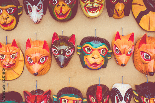 Ecuador Souvenir. Traditional Ecuadorian New Year's masks.