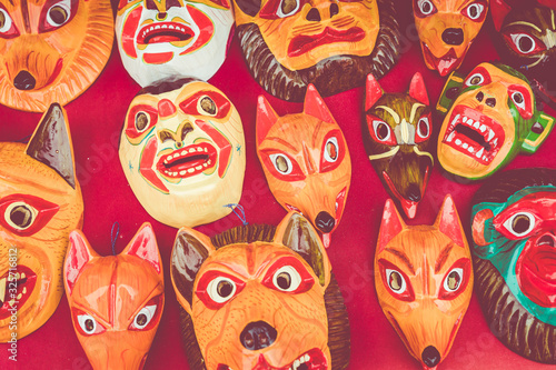 Ecuador Souvenir. Traditional Ecuadorian New Year's masks.