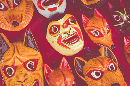 Ecuador Souvenir. Traditional Ecuadorian New Year's masks.