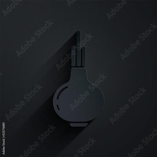 Paper cut Onion icon isolated on black background. Paper art style. Vector Illustration