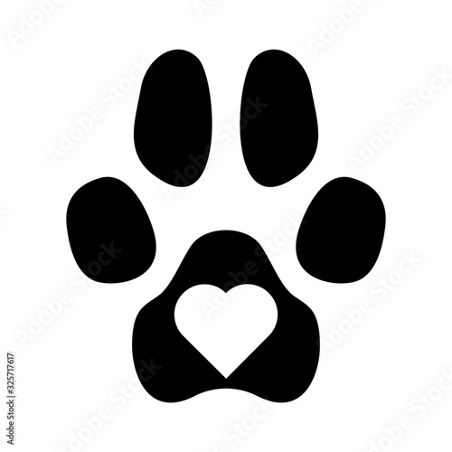 Vector illustration of a pawprint with a cut out heart.