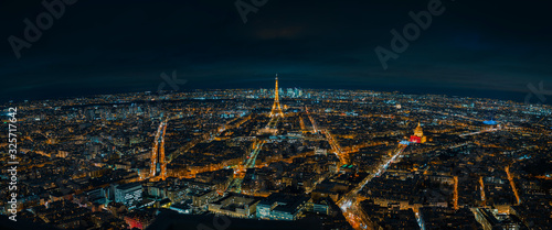 Photography Paris, France, February 21 2020: General view from Paris Eiffel Tower during nig