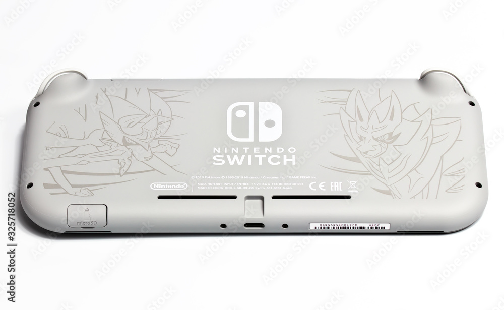 MOSCOW, RUSSIA - February 18, 2020: Grey Nintendo Switch Lite on white  background. Latest entry into handheld gaming, priced at $199.99 Stock-Foto  | Adobe Stock