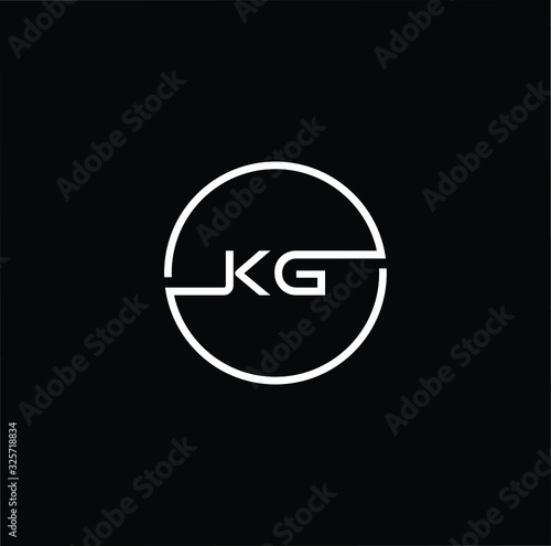 Minimal elegant monogram art logo. Outstanding professional trendy awesome artistic KG GK initial based Alphabet icon logo. Premium Business logo White color on black background