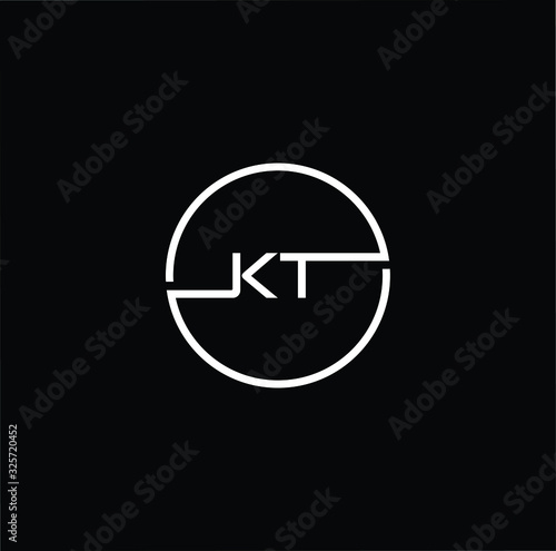 Minimal elegant monogram art logo. Outstanding professional trendy awesome artistic KT TK initial based Alphabet icon logo. Premium Business logo White color on black background