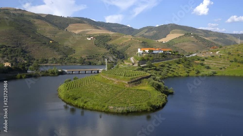 Quinta do Tedo view of s shape bend river in Douro wine region, in Portugal photo