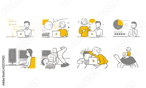 Various working Vector illustration.