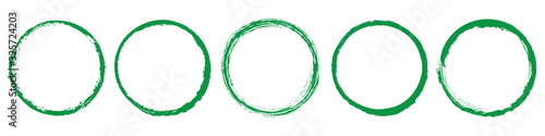 set of green round banners frames on white background