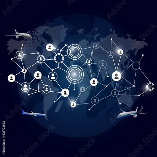 Pandemic stop New coronavirus outbreak covid-19. Symptoms to China Travel or a vacant trip to Europe with an airplane and quarantine.