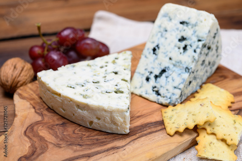 Cheese collection, strong Danish blue cheese Danablu with blue mould.