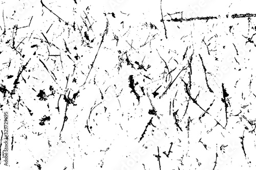 Grunge black color of scratched texture on white background (Vector). Use for decoration, aging or old layer