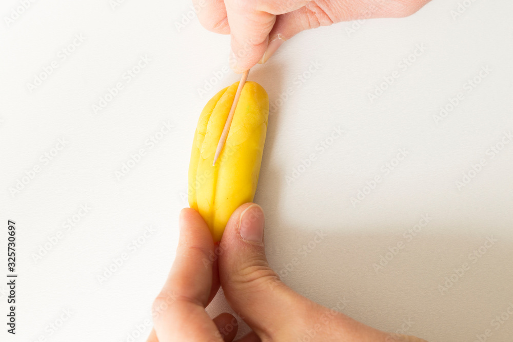 step by step making corn with play dough for children's activity ,nursery or kindergarten lesson plasticine concept. step by step making corn with play dough for children's activity ,nursery or kindergarten lesson plasticine concept.
