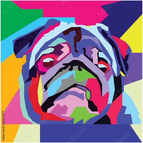colorful Dog head pop art  WPAP