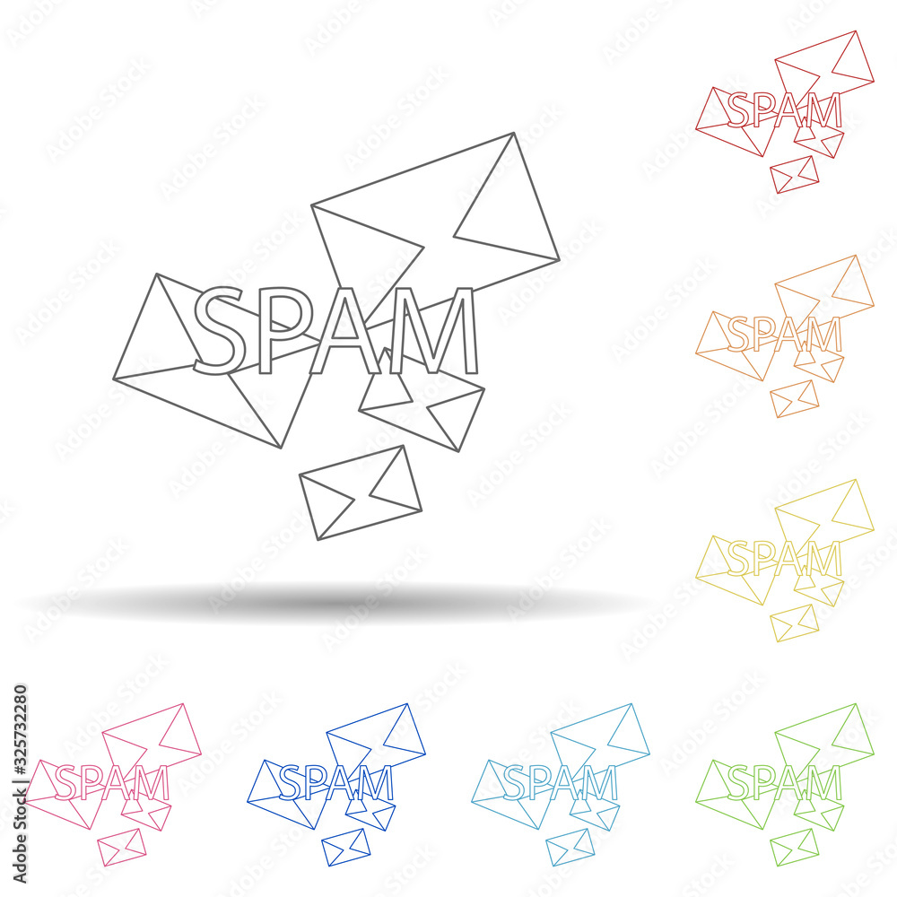 Fototapeta The spam of the letter in multi color style icon. Simple thin line, outline vector of virus antivirus icons for ui and ux, website or mobile application