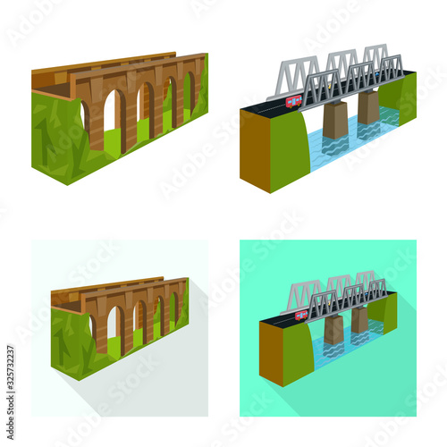 Vector illustration of connection and design sign. Set of connection and side vector icon for stock.