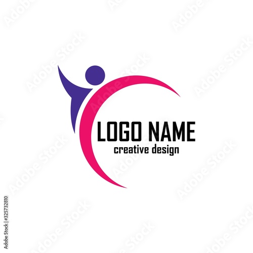 Fun people Healthy Life Logo template vector icon