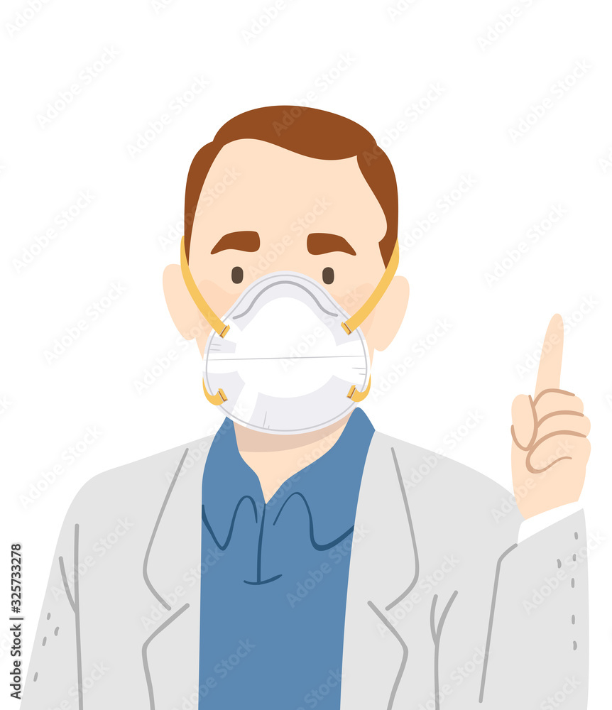 Man Doctor N95 Face Mask Saying Illustration Man Doctor N95 Face Mask Saying Illustration