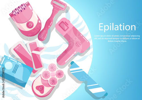 Hair removal and epilation advertising or web banner.