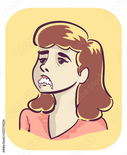 Girl Foamy Mouth Symptom Illustration