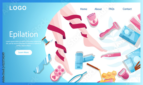 Hair removal and epilation landing page or web banner.