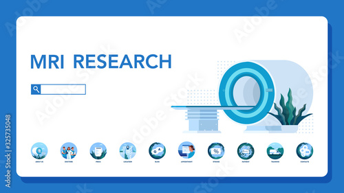 Magnetic resonance imaging website header. Medical research and diagnosis.