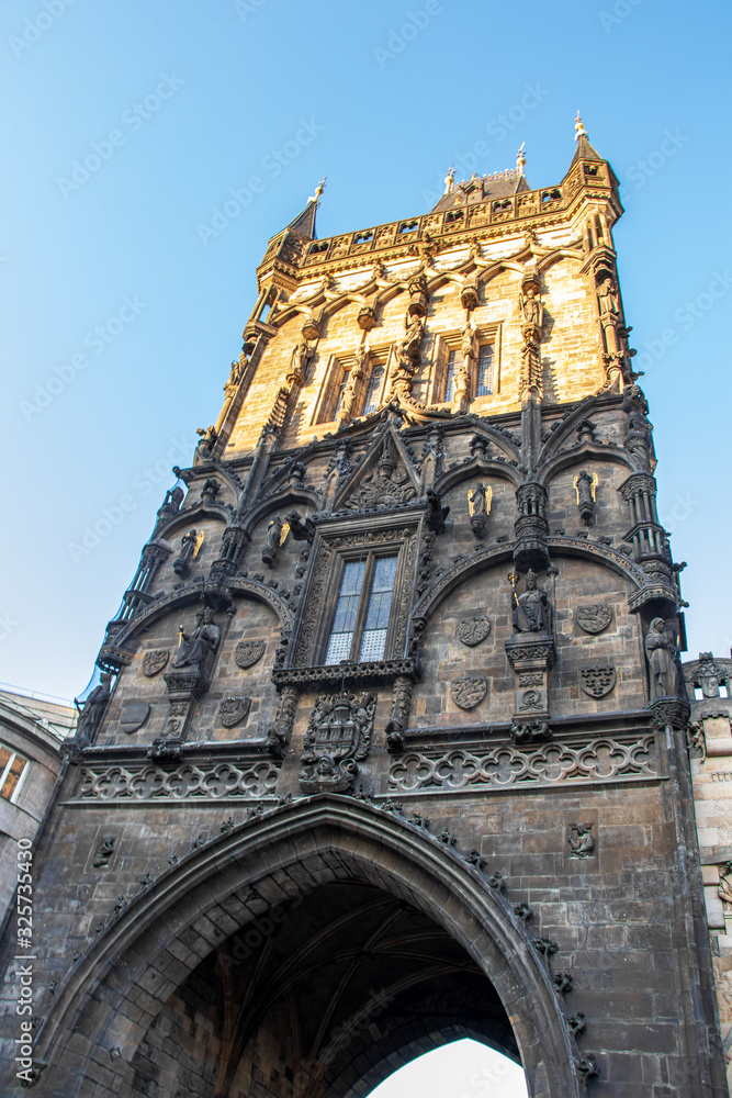 Fototapeta premium Sunlit Old Town Bridge Tower, Pragua