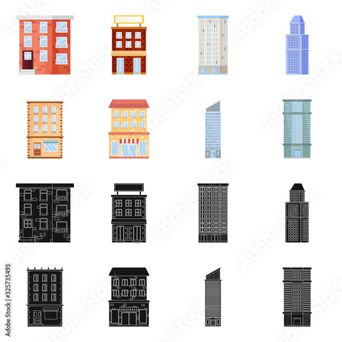 Isolated object of municipal and center symbol. Set of municipal and estate stock symbol for web.