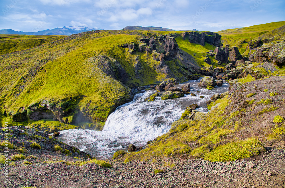 Skogafoss waterfall in summer season, Iceland