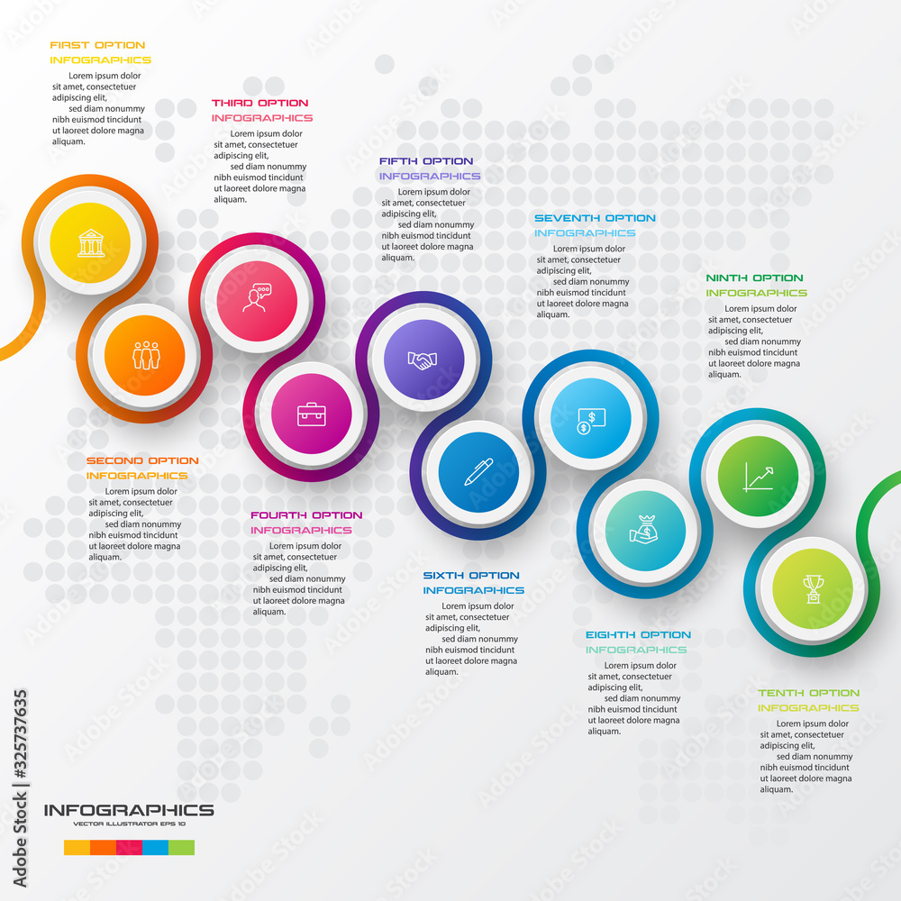 Fototapeta premium Timeline infographic template,Business concept with 10 options,Vector illustration.