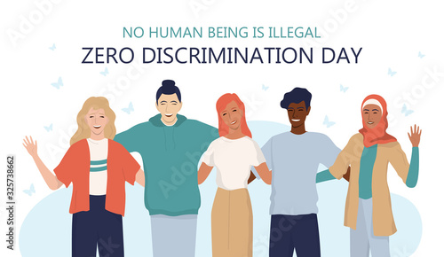 Zero discrimination day web or ad banner. Equal rights
