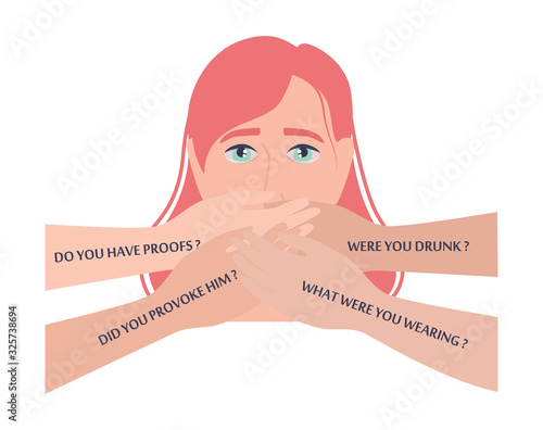 Victim shaming concept. World social gender problem. Me too
