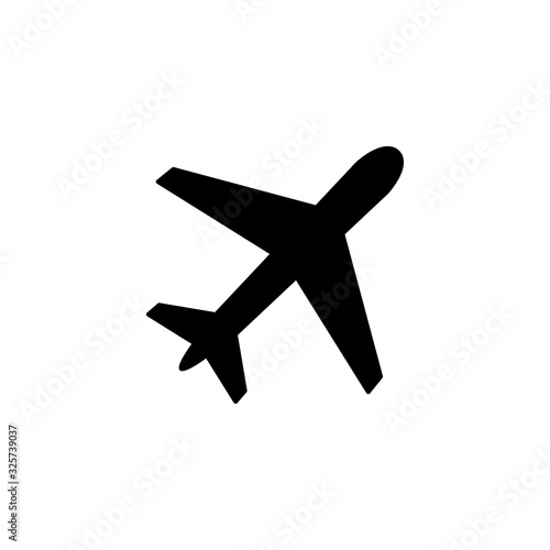 Plane icon isolated on white background. Aeroplane vector icon. Flight transport symbol. Travel element illustration. Holiday symbol. Airplane