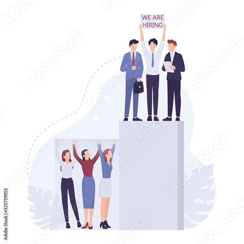 Business sexism concept. Glass ceiling and workplace discrimination