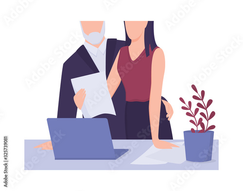 Sexual harassment in workplace. Assault and abuse behavior.