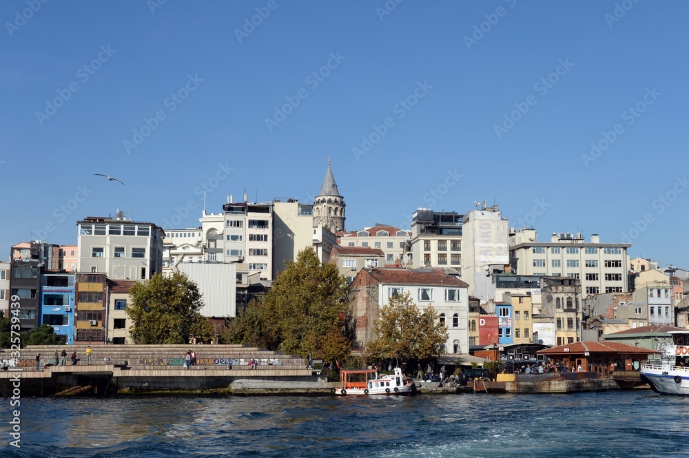 View of the Karakoy marina in the Golden Horn. Istanbul