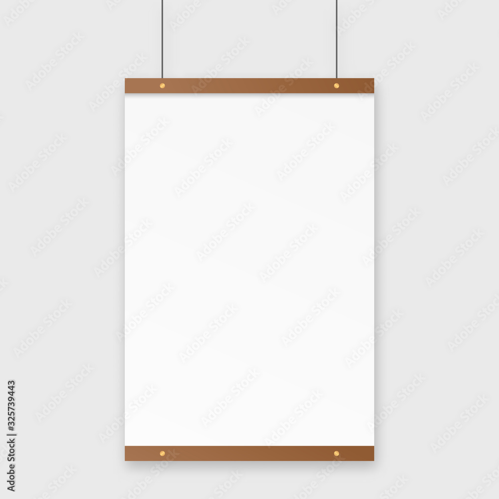 Blank white paper or poster isolated on grey background. Mockup vector ...