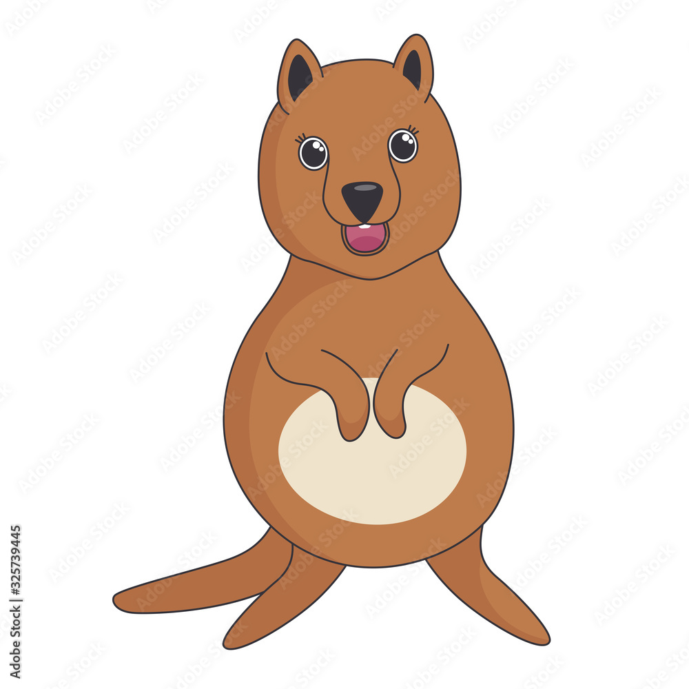 Quokka, a smiling small animal amusing people by its cut look. Vector in cartoon style Quokka, a smiling small animal amusing people by its cut look. Vector in cartoon style
