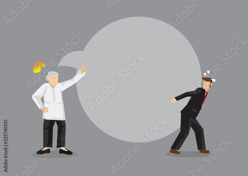 Cartoon Man Carrying Huge Speech Bubble of His Mom on His Back Vector Illustration