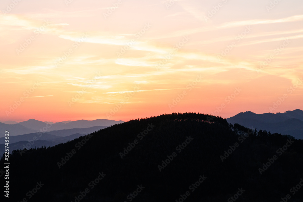 landscape in the mountains at sunset