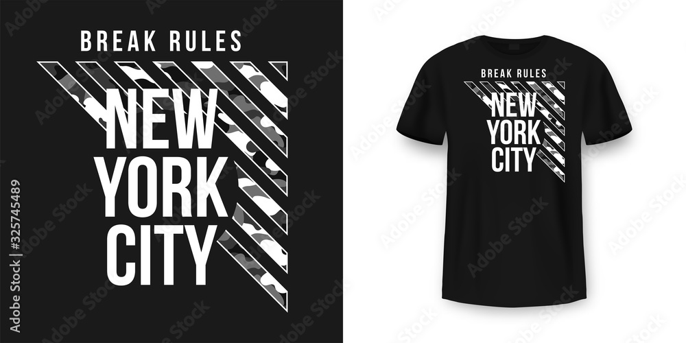 T-shirt design with camouflage texture new york Vector Image