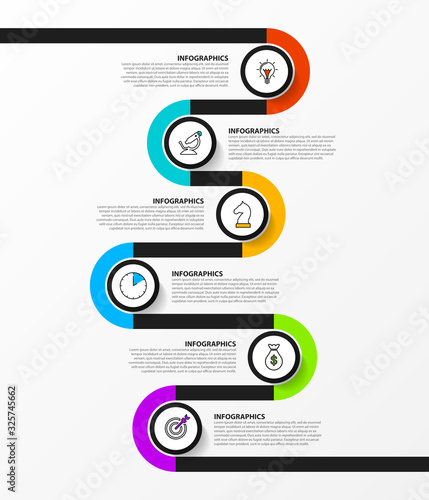 Infographic design template. Timeline concept with 6 steps