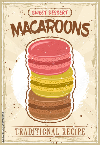 Macaroons vintage vector poster in vintage style