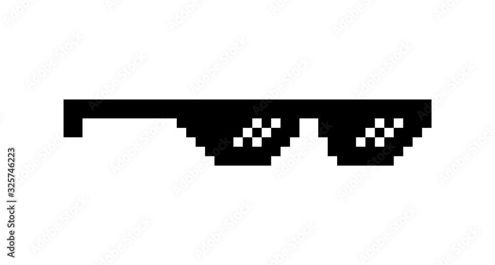 Pixel art black sunglasses isolated on white background Stock Vector ...