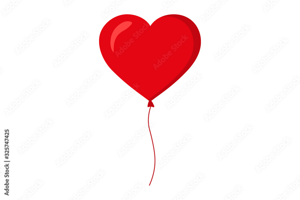 Vector red balloon in form of heart on white background
